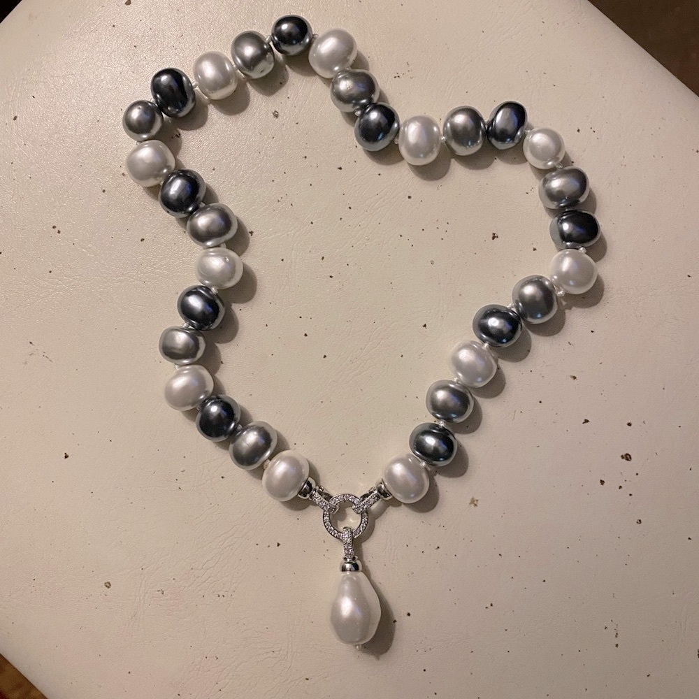 Natural Akoya Multicolor Pearl Necklace 925 Sterling Silver Clasp